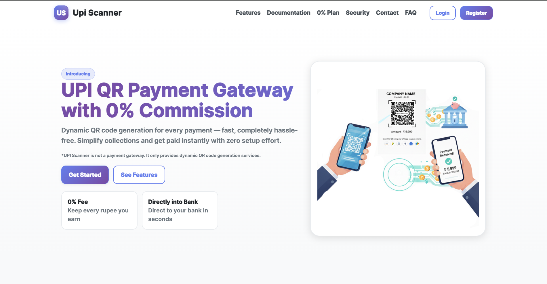 UPI Scanner website